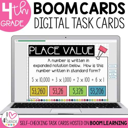 4th Grade Place Value Boom Cards | Expanded Notation | Digital Task Cards