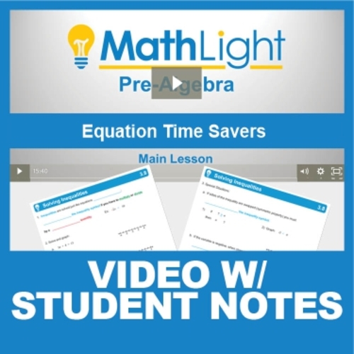 Preview of Pre-Algebra Equation Time Savers Video & Guided Notes