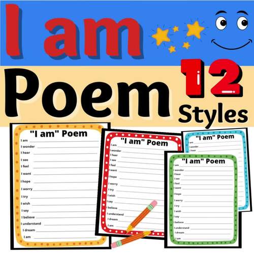 I am Poem Template Writing Activity Resource No Prep Poetry TPT