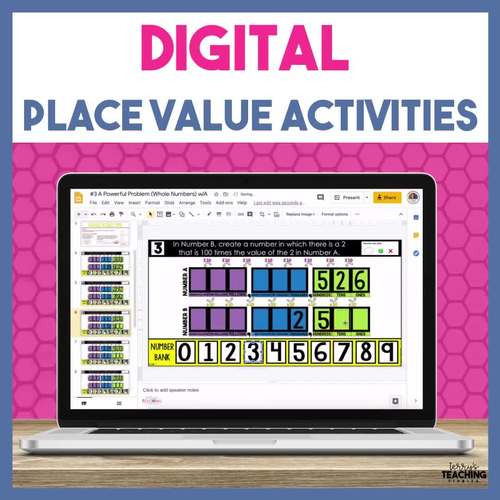 5th grade digital place value chart and activities bundle distance