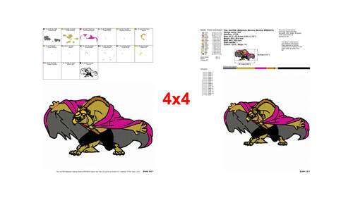 Angry Roaring Beast Disney Fairytale Character Embroidery Designs ...