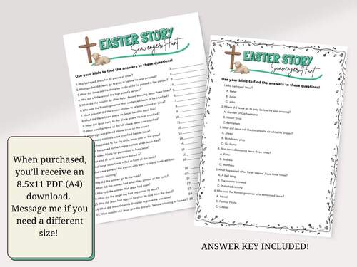 Easter Story Bible Scavenger Hunt for Kids | Church Group Game | Printable