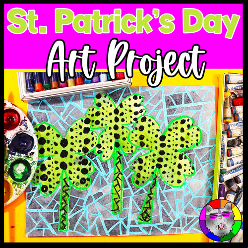 Preview of St. Patrick's Day Art Lesson, Yayoi Kusama Clover Art Project for Elementary