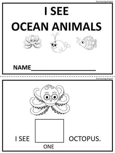 I SEE OCEAN ANIMALS EMERGENT READER&COUNTING BOOK FOR PREK, K, SP.ED