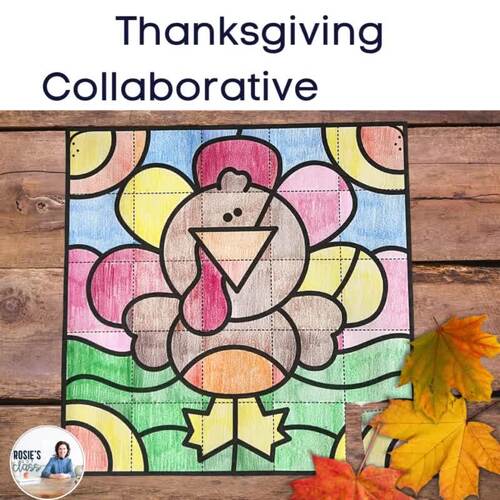 Thanksgiving Collaborative Poster Coloring With One, Two, & Three Digit Addition