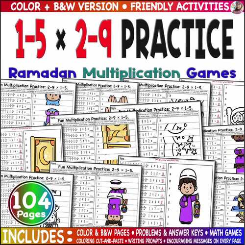 Engaging Multiplication Math Games | 52 NO PREP Color Cut & Paste ...