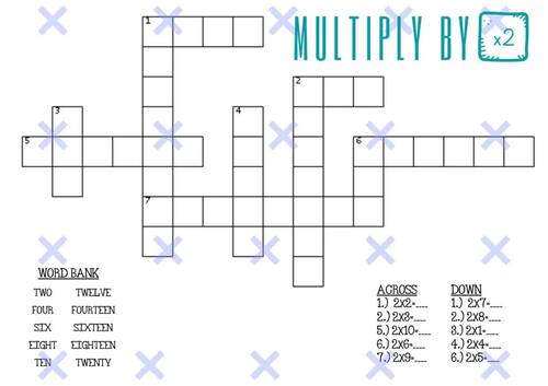 Multiply 2 3 4 5 6 7 8 9 Crossword Puzzles Math Fluency Grade Memorize