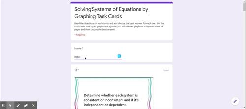 Solving Systems of Equations by Graphing Digital Task Card Activity for ...