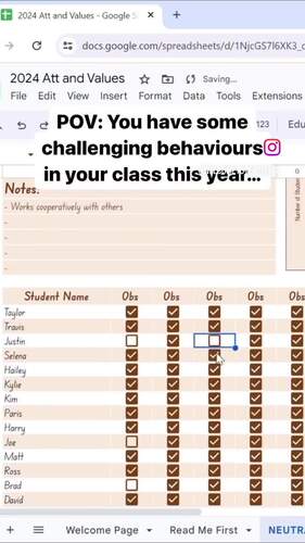 EXCEL Student Values, Attitudes and Learning Behaviour Tracker | TPT