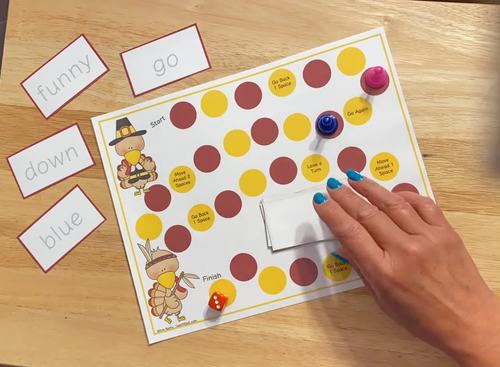 Sight Words Game Boards for Word Fluency Thanksgiving Literacy Centers ...