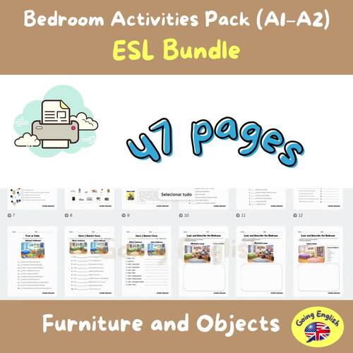 Bedroom Worksheets For A1–A2 ESL Learners by Going English Store