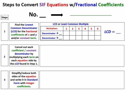 Preview of Math 1 - Unit 2 - Lesson 13 Converting SIF to Standard Form Eqns Video & Wrksht