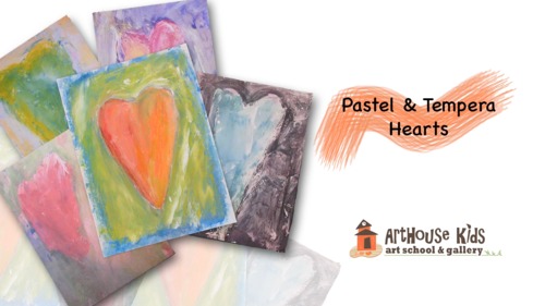 Preview of Creamy Chalk Pastel & Tempera Heart Art Lesson