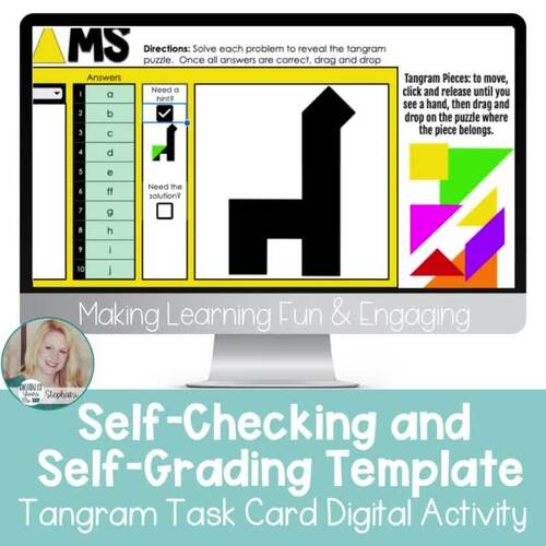 Editable Self-Checking Tangram Task Card Digital Resource Template Vol2