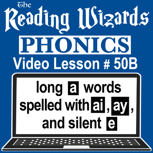 Preview of Phonics Video/Easel Lesson - Long A Words with AI & AY  - Reading Wizards #50B