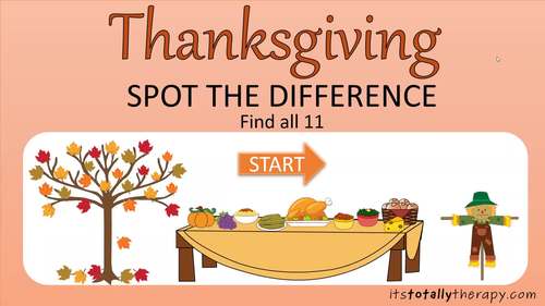 Thanksgiving Spot the Difference Game by Its Totally Therapy | TpT