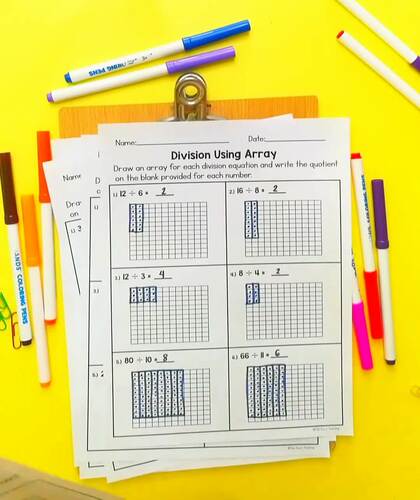 Division With Arrays - Array Worksheets