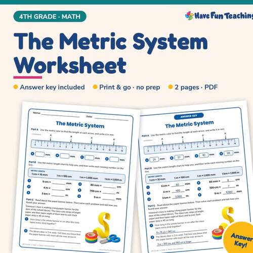 The Metric System Worksheet | 4th Grade Metrics Practice with Answer Key