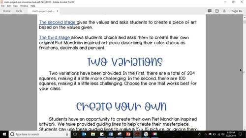 Math Task: Fractions, Ratios, and Percent