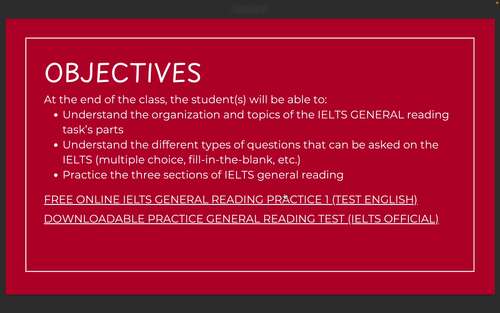IELTS Reading Task: General Training Exam Presentation & Preparation