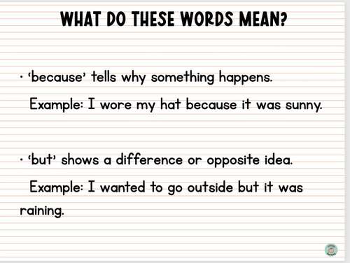 Year 2 Basic Conjunctions - Because & But - Explicit Sentence Writing ...