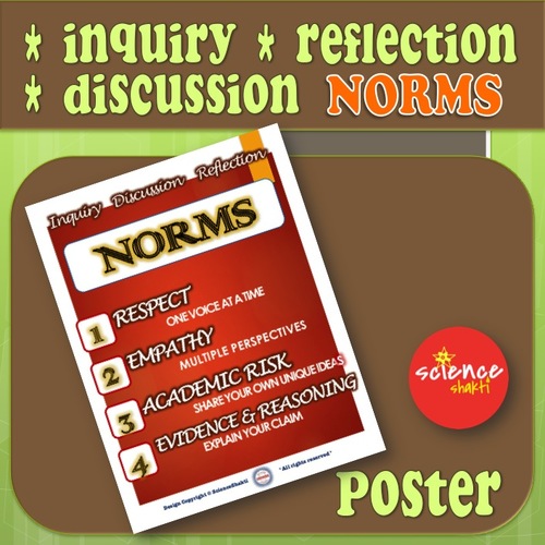 Preview of Class NORMS for Inquiry, Reflection and Discussion Activities - POSTER