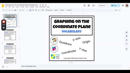Graphing on the Coordinate Plane Vocabulary Lesson - Google Slides ...