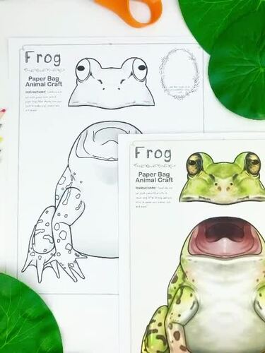 Frog Paper Bag Puppet Printable Craft Template Frogs by Simply