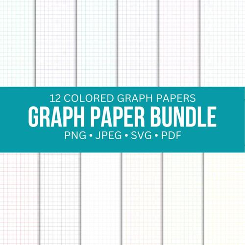 Printable GRAPH PAPER, 12 Colored Graph Papers Printable PDF SVG PNG Jpeg