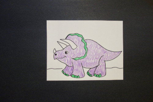 Preview of Let's Draw a Triceratops!   (Colors-Purple)