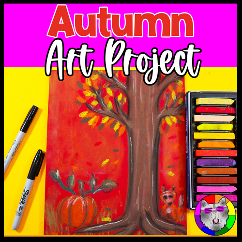Preview of Autumn Art Lesson, Season Fall Tree Art Project Activity for Elementary