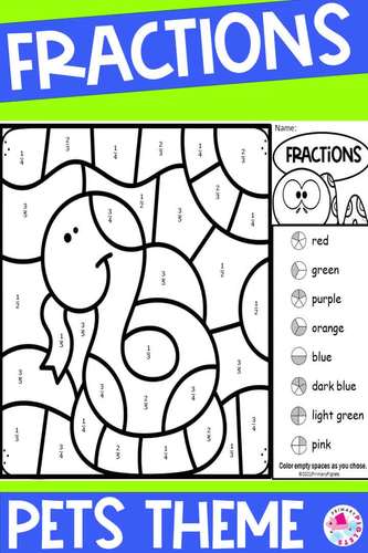 COLOR BY NUMBER CODE FRACTIONS - PETS & ANIMALS by Primary ...