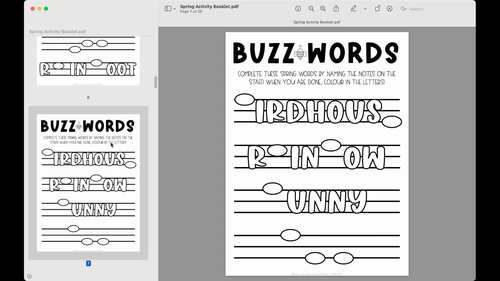 Spring Music Activity Booklet | Printables by musicpluscoffee | TPT