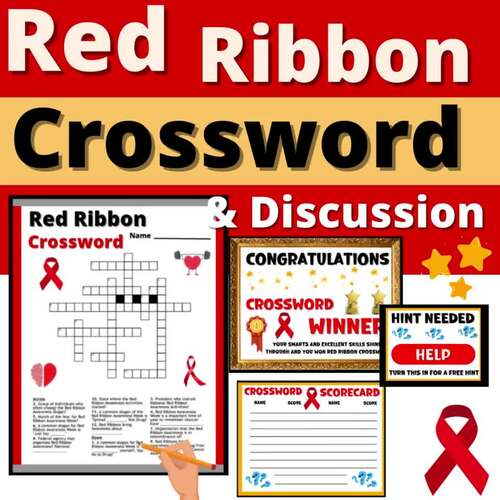 Red Ribbon Crossword Puzzle Activity and Start a Chat Resource Promote
