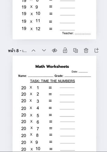 Math Worksheets 8 : Time numbers. by Ketsanee Woraphit | TPT