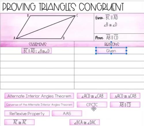 Proving Triangles Congruent Proof Activity - High School ...