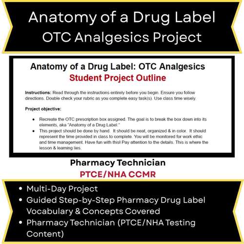 Pharmacy Technician Drug Label Project Pharmacology PTCE NHA CCMR Exam ...