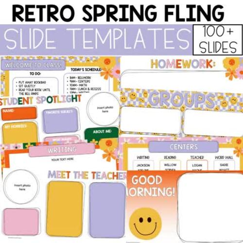 Retro Spring Fling Slides Templates / Groovy Spring Slides Templates