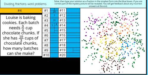 Dividing Fractions Word Problems 6th Grade Math Pixel Art Digital Activity