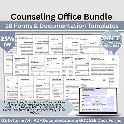 Clinical Documentation & Policy Forms Bundle, Therapy Forms for Private ...