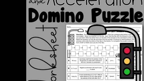 Speed Velocity and Acceleration Motion Domino Puzzle Assessment Activity