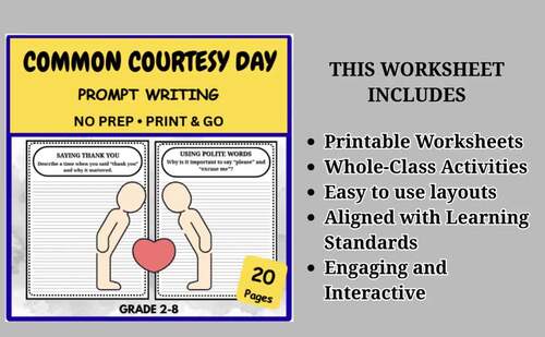 Common Courtesy Day Writing Prompts | Grades 2–8 | Kindness & Manners ...