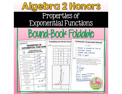 Properties of Exponential Functions Foldable by Flamingo Math by Jean Adams
