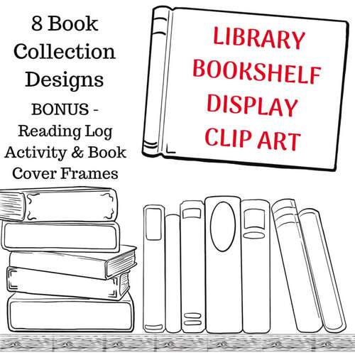library books clip art black and white