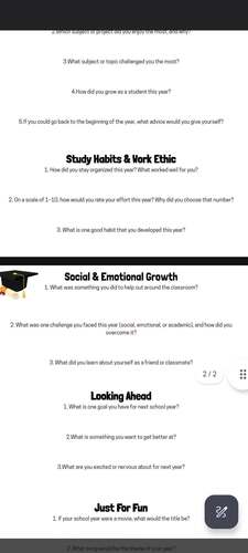 End of Year Student Self-Evaluation – Middle School Reflection PDF