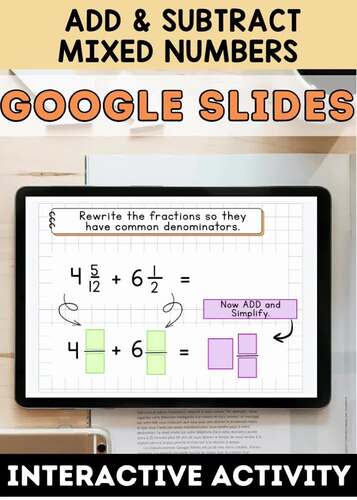 Adding & Subtracting Mixed Numbers with Unlike Denominators | Google Slides