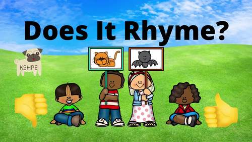 Preview of Does It Rhyme? Rhyming Words Game, Thumbs Up or Down, Video and SLIDES