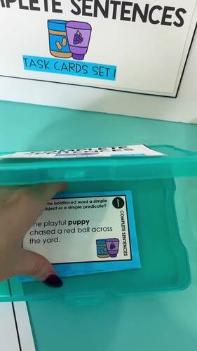 Complete Sentences Task Cards | Subjects & Predicates | Step-by-Step ...