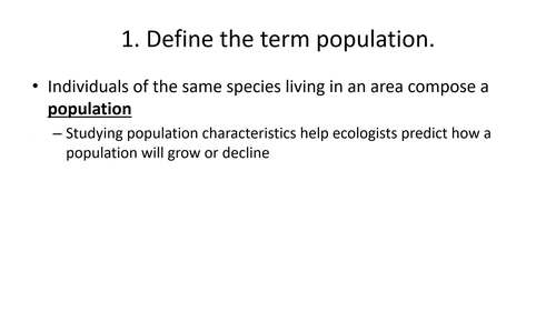 Earth's Biosphere Unit Part 2 (Population Dynamics)