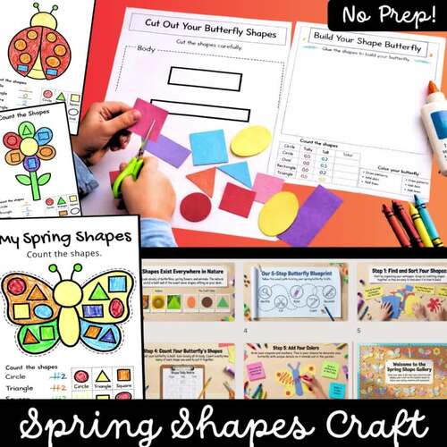 Spring Shape Craft Activities | First Grade Math Shape Worksheet Butterfly Bugs